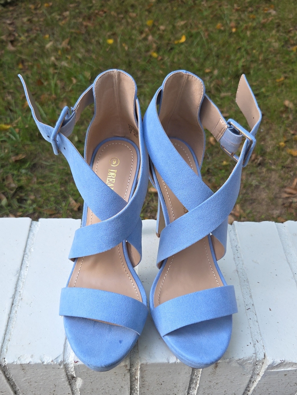 Women’s Light Blue Suede Strappy High Heel Sandals